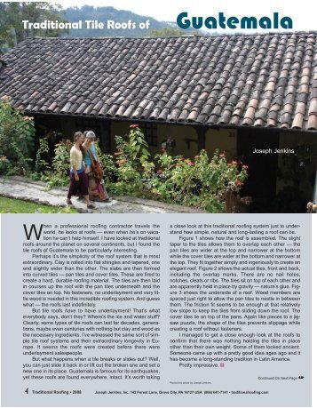 Tile Roofs of Guatemala - Traditional Roofing Magazine