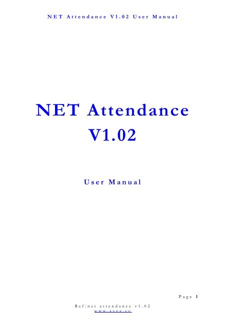 NET Attendance user manual - AVEA International Company Limited