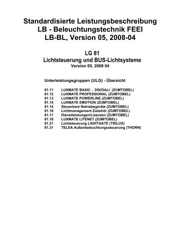 Beleuchtungstechnik FEEI LB-BL, Version 05, 2008-04