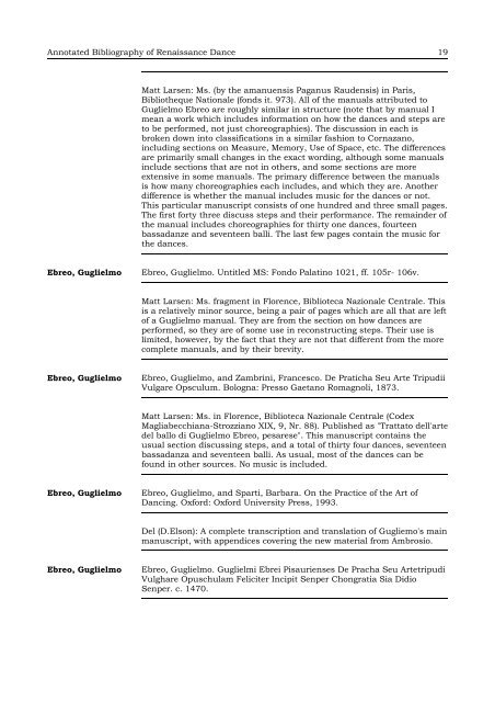 Annotated Bibliography of Renaissance Dance - Shadow Island ...