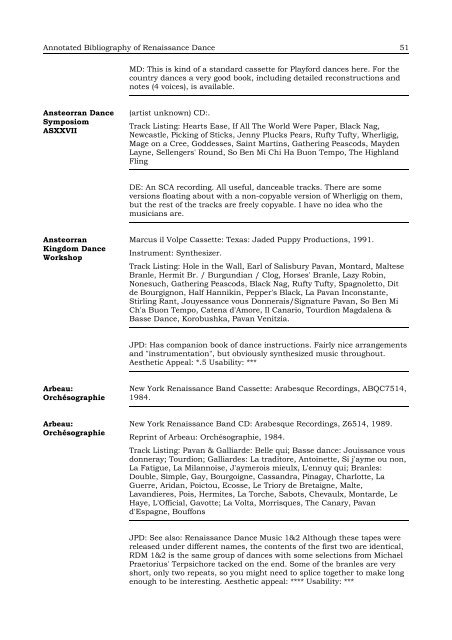 Annotated Bibliography of Renaissance Dance - Shadow Island ...