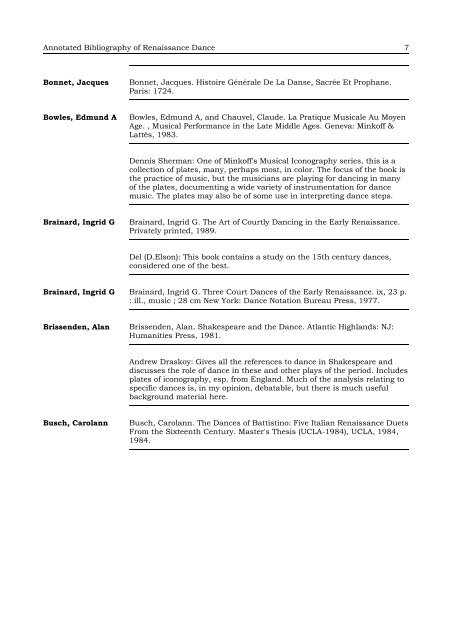 Annotated Bibliography of Renaissance Dance - Shadow Island ...