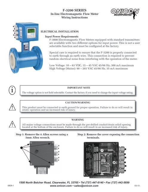 F 30 Wiring Instructions Onicon F 30 Wiring Instructions Onicon