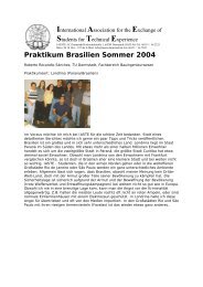 Praktikum Brasilien Sommer 2004 - IAESTE LC Darmstadt