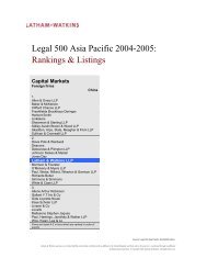 Legal 500 Asia Pacific 2004-2005: Rankings ... - Latham & Watkins