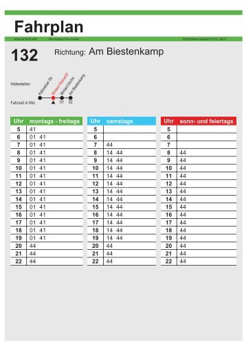 Fahrplan Bus 132 (Mintard - Hbf.)