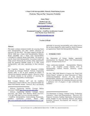 A Smart Grid Interoperability Maturity Model Rating System ...