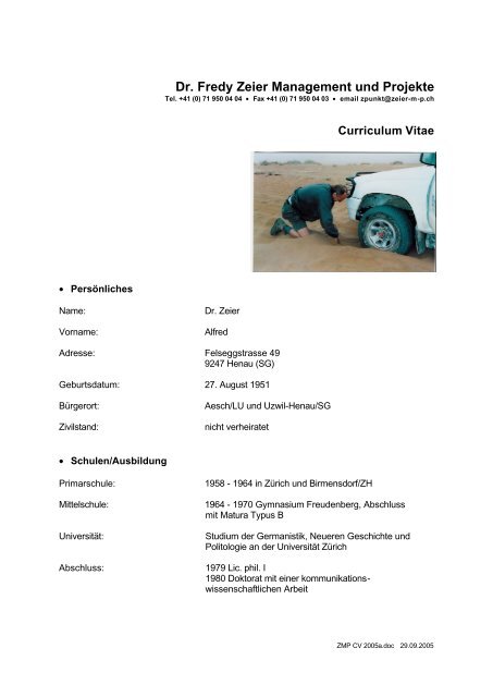 Curriculum Vitae - Fredy Zeier