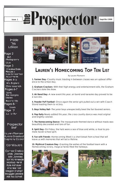 LAUREN'S HOMECOMING TOP TEN LIST - Xavier High School