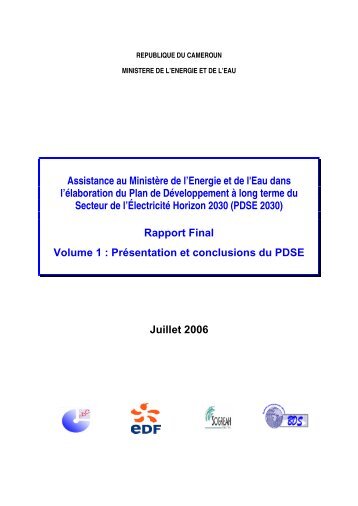 Rapport Final Volume 1 : Présentation et conclusions du PDSE