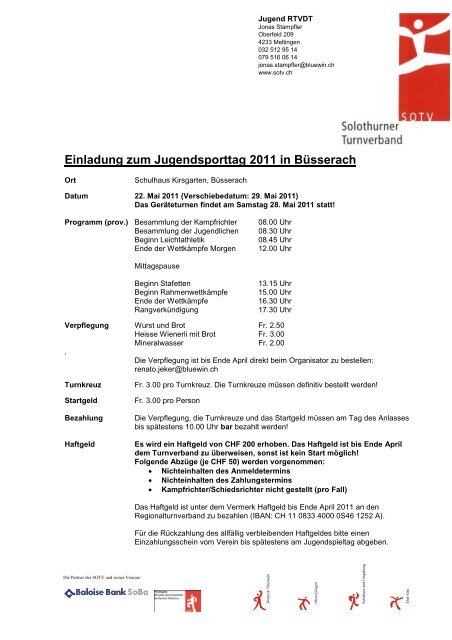 Einladung zum Jugendsporttag 2011 in BÃ¼sserach - SOTV