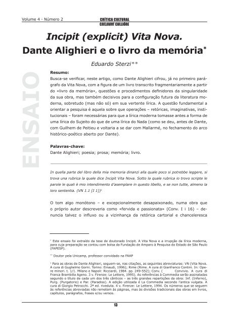 Crítica  O Inferno de Dante - Plano Crítico