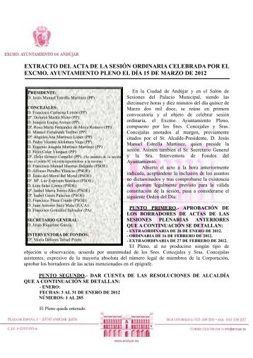 Extracto Acta Pleno Ordinario 15 Marzo 2012 - Ayuntamiento de ...