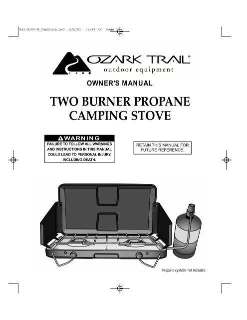 owner's manual two burner propane camping stove - Brinkmann
