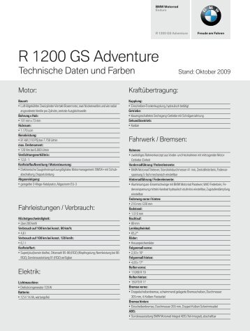 Datenblatt R 1200 GS Adventure - BMW