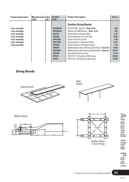 • Ladders • Slides • Diving Boards • Roman Ends • Handrails ...