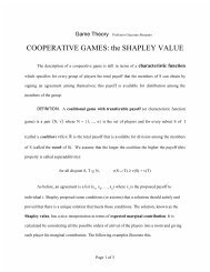 COOPERATIVE GAMES: the SHAPLEY VALUE