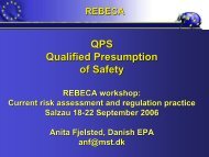 'Qualified Presumption of Safety' (QPS) - REBECA