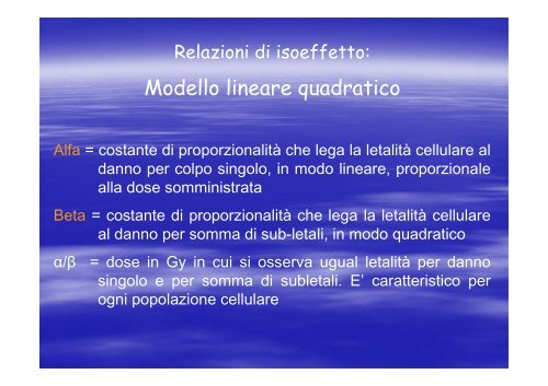 generalita radioterapia - FacoltÃ  di Medicina e Chirurgia