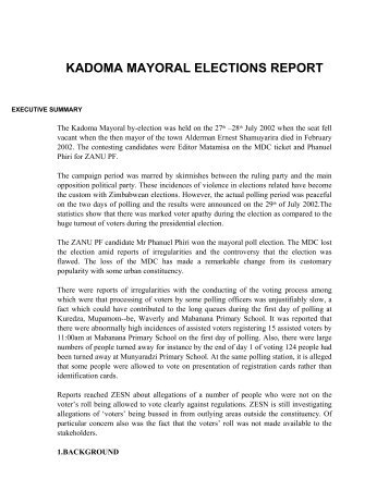 kadoma mayoral elections report - Zimbabwe Election Support ...