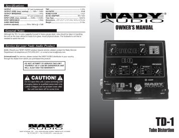 Owners Manual TD-1 (PDF) - Nady