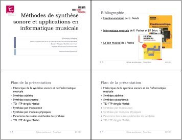 Méthodes de synthèse sonore et applications en informatique ...