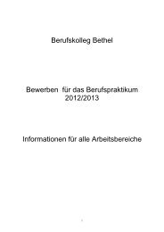 Informationen für alle Arbeitsbereiche - Berufskolleg Bethel