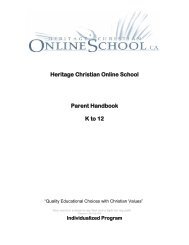 Heritage Christian Online School Parent Handbook K to 12