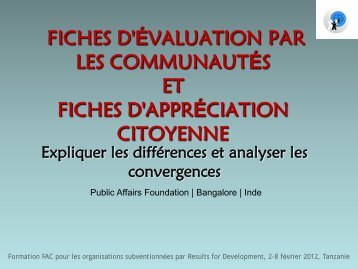 FICHES D'APPRÉCIATION CITOYENNE et FICHES D'ÉVALUATION ...