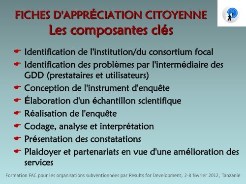 FICHES D'APPRÉCIATION CITOYENNE et FICHES D'ÉVALUATION ...