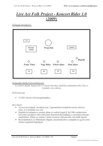Live Act Folk Project - Koncert Rider 1.0 (2009) - SOUND LIGHT ...