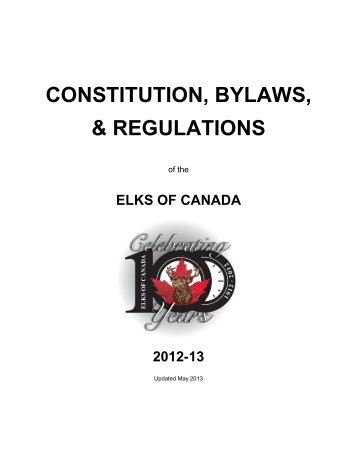 National Constitution, Bylaws, & Regulations - PDF - Elks of Canada