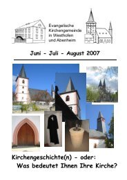 Juni bis August - Evangelische Kirchengemeinde Westhofen und ...