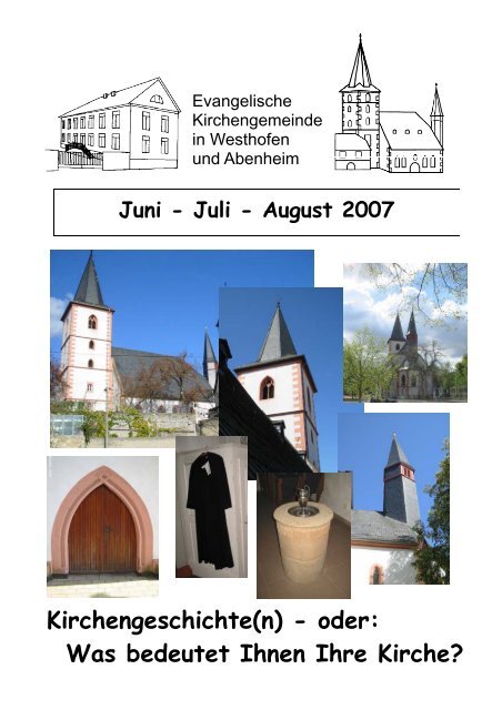 Juni bis August - Evangelische Kirchengemeinde Westhofen und ...