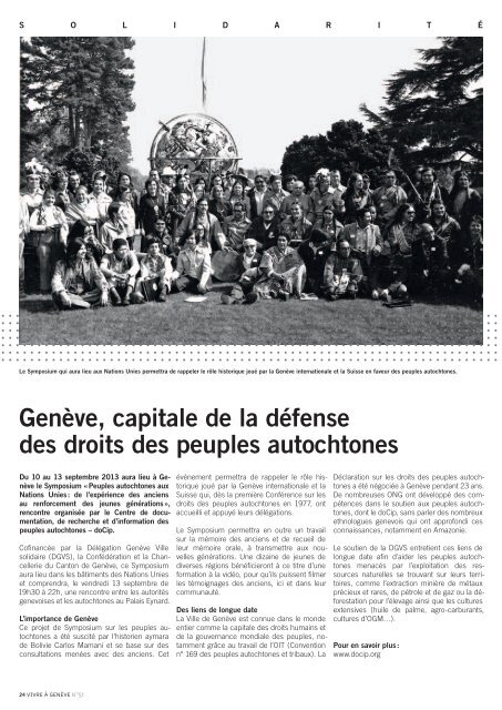 Magazine Vivre Ã  GenÃ¨ve nÂ° 51 - Ville de GenÃ¨ve