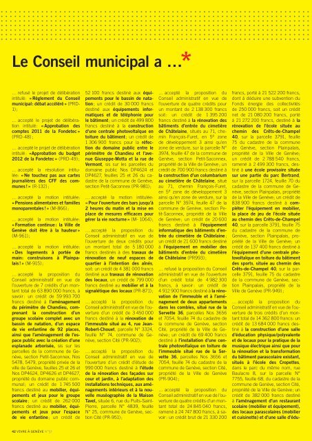 Magazine Vivre Ã  GenÃ¨ve nÂ° 51 - Ville de GenÃ¨ve