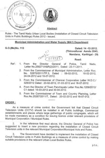 G.O.(Ms) No.113 Dt:14.12.2012 - Tamil Nadu Government