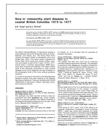 New or noteworthy plant diseases in coastal British Columbia 1975 ...