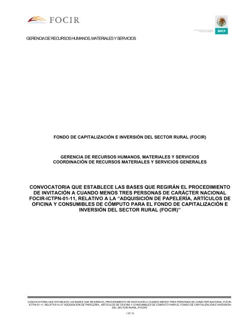 Convocatoria a la InvitaciÃ³n a Cuando menos Tres ... - FOCIR