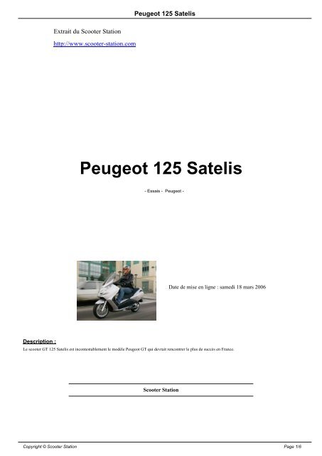 Support D'échappement Pour Scooter Peugeot 125 Satelis - Occasion