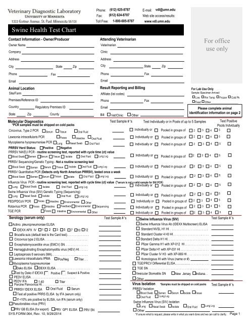 Submission Form - Veterinary Diagnostic Laboratory - University of ...