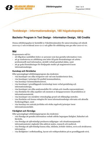 Textdesign - Mälardalens högskola