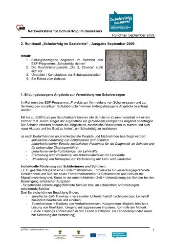 2. Rundmail September 2009 - AWO Regionalverband Halle ...