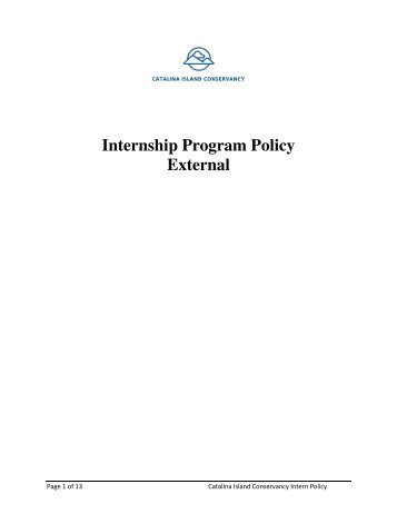 Internship Program Policy External - Catalina Island Conservancy