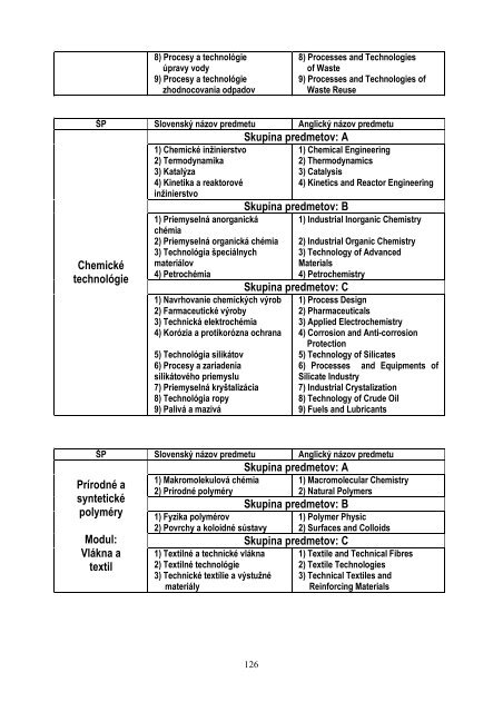 Å tudijnÃ© programy FCHPT STU v Bratislave v ak. r. 2012/2013