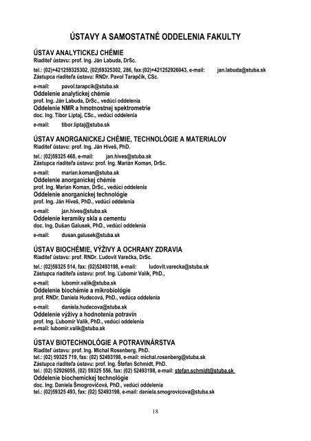 Å tudijnÃ© programy FCHPT STU v Bratislave v ak. r. 2012/2013