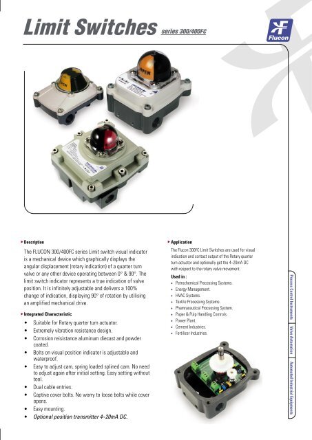 Limit Switches series 300/400FC - Flucon Automation Inc.