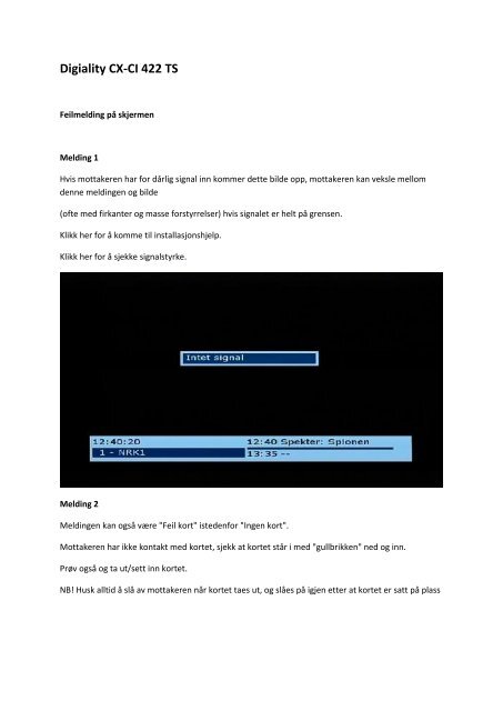 Last ned brukermanual - Canal Digital Parabol