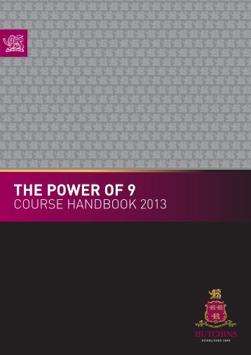 The Power of 9 Course Handbook 2013 - The Hutchins School