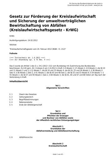 Kreislaufwirtschaftsgesetz - KrWG - BMU